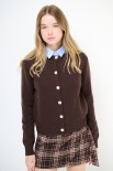 CARDIGAN PARICOLLO BOTTONI GIOIELLO COFFEE